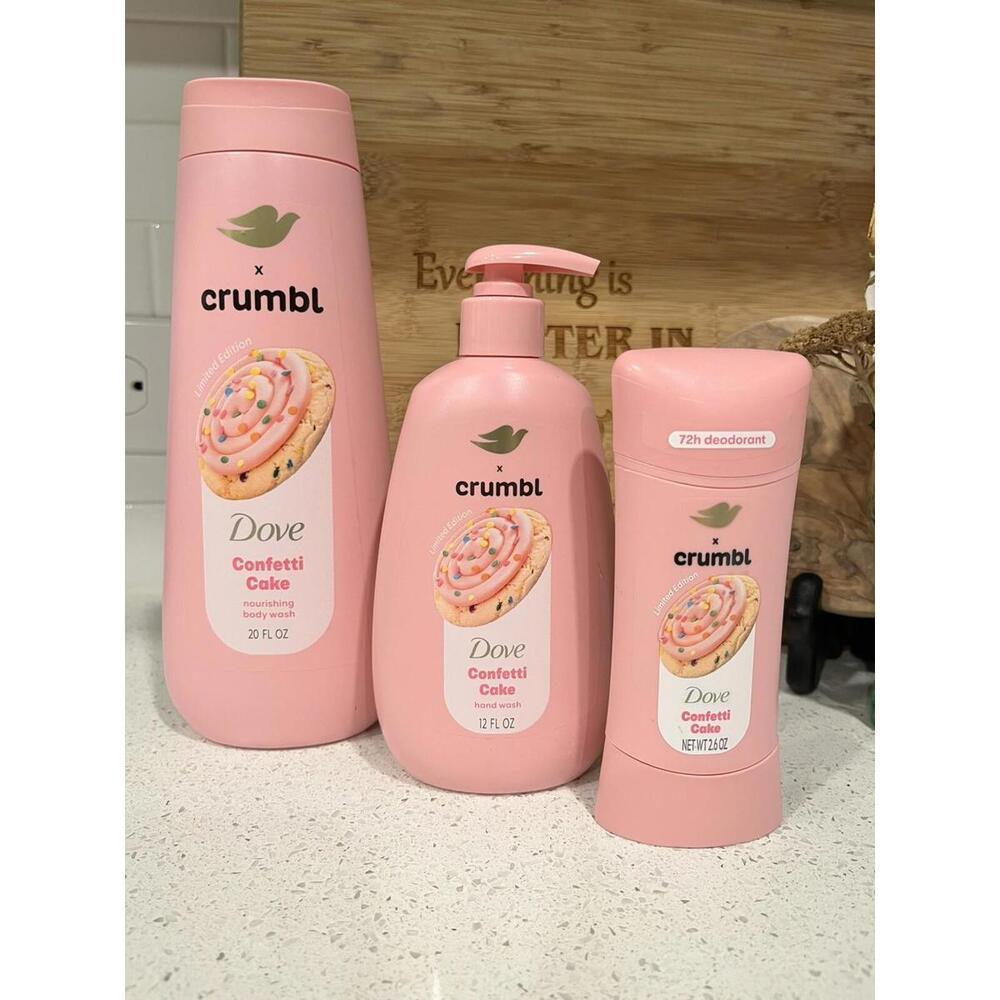 NEW Dove x Crumbl Body Wash Hand Wash Deodorant Set Confetti Cake
